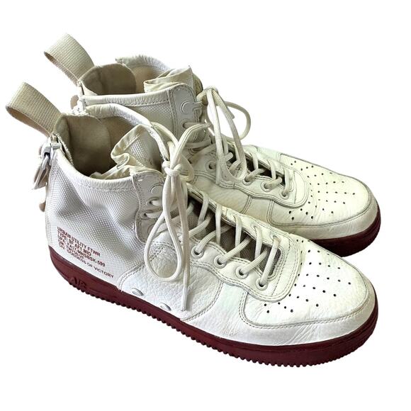NIKE SF Air Force 1 AF 1 Mid Goddess of Victory White Maroon Leather shoes 8 1/2 main image 7